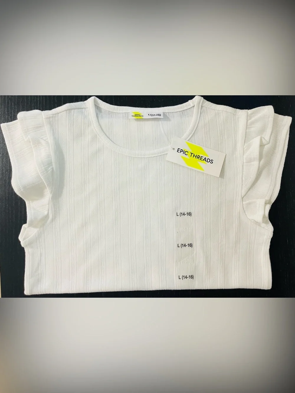 Epic Threads White Ruffle Sleeve Knit Tee